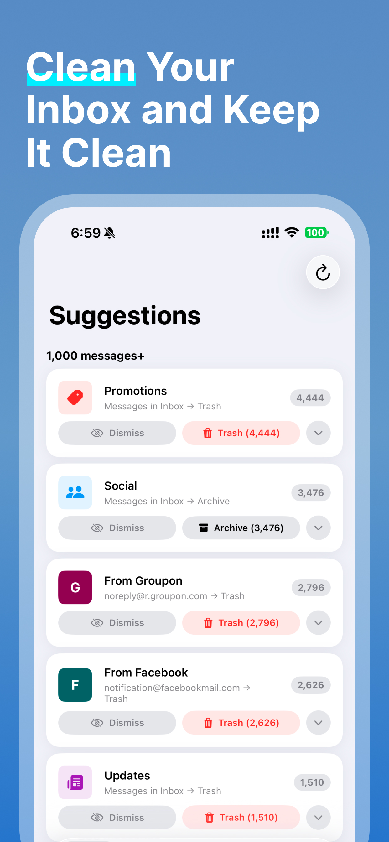 Subscriptions screen